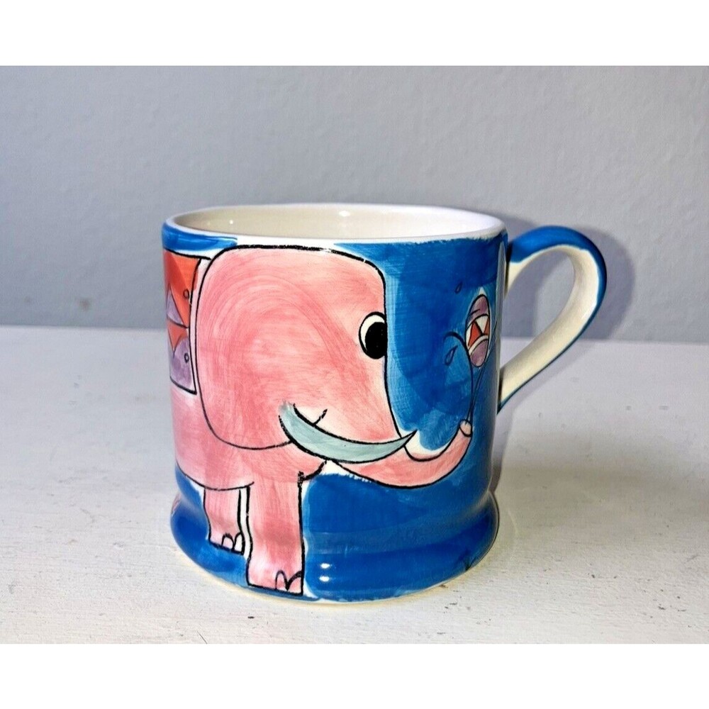 Vintage Whittard of Chelsea Hand Painted Child's Ceramic Mug Elephant Circus